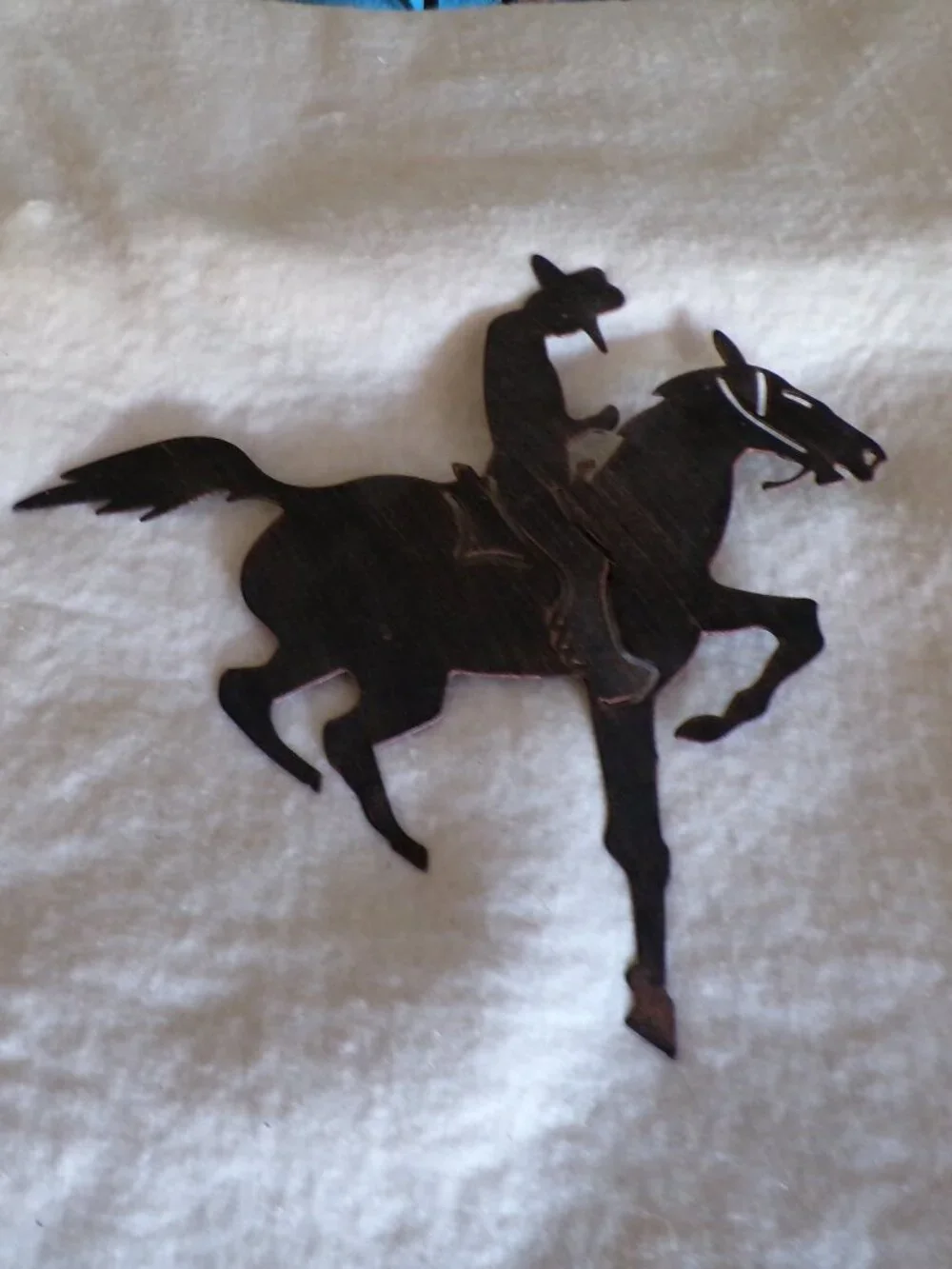 Cowboy Riding a Horse Silhouette Metal Cutout Wall Decor Western New